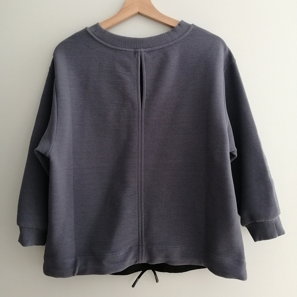 Anthropologie Varley Hewitt Ribbed Ottoman Knit Crewneck Sweatshirt in Slate M - Picture 4 of 16